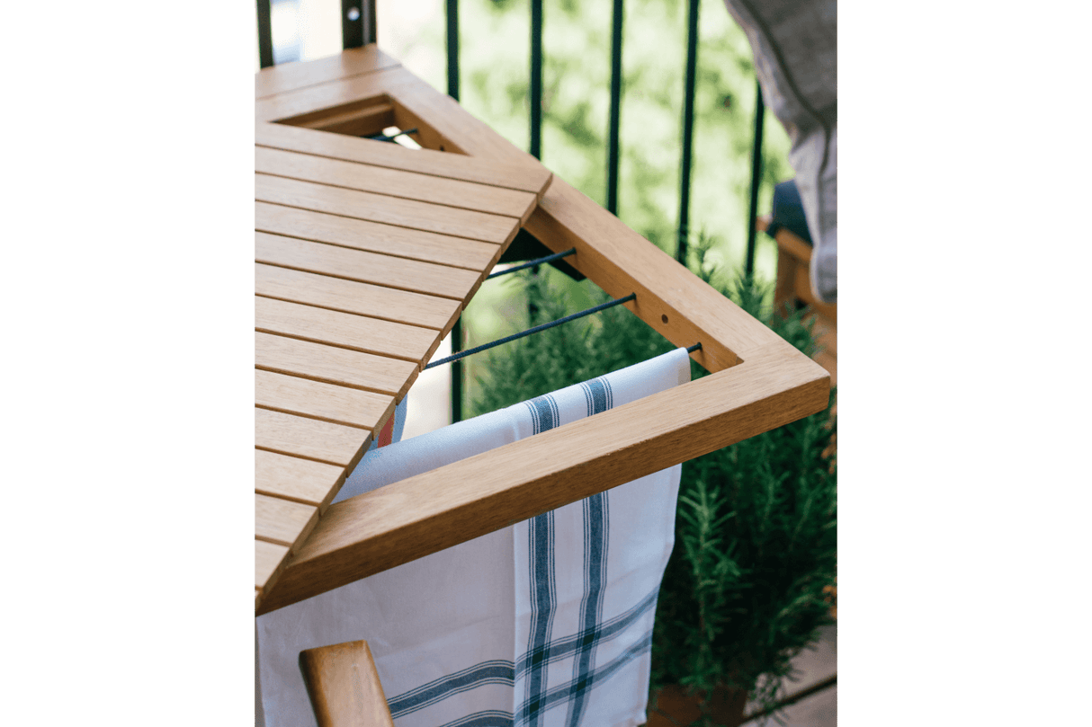 Alma Hängetisch mit Wäscheleine Teak 80 x 60 cm