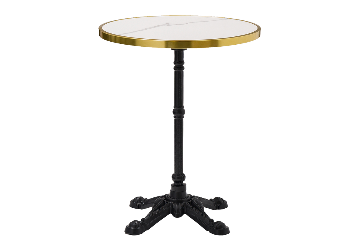 Madeleine Cafétisch aus Sinterstein und Gusseisen Ø60 cm