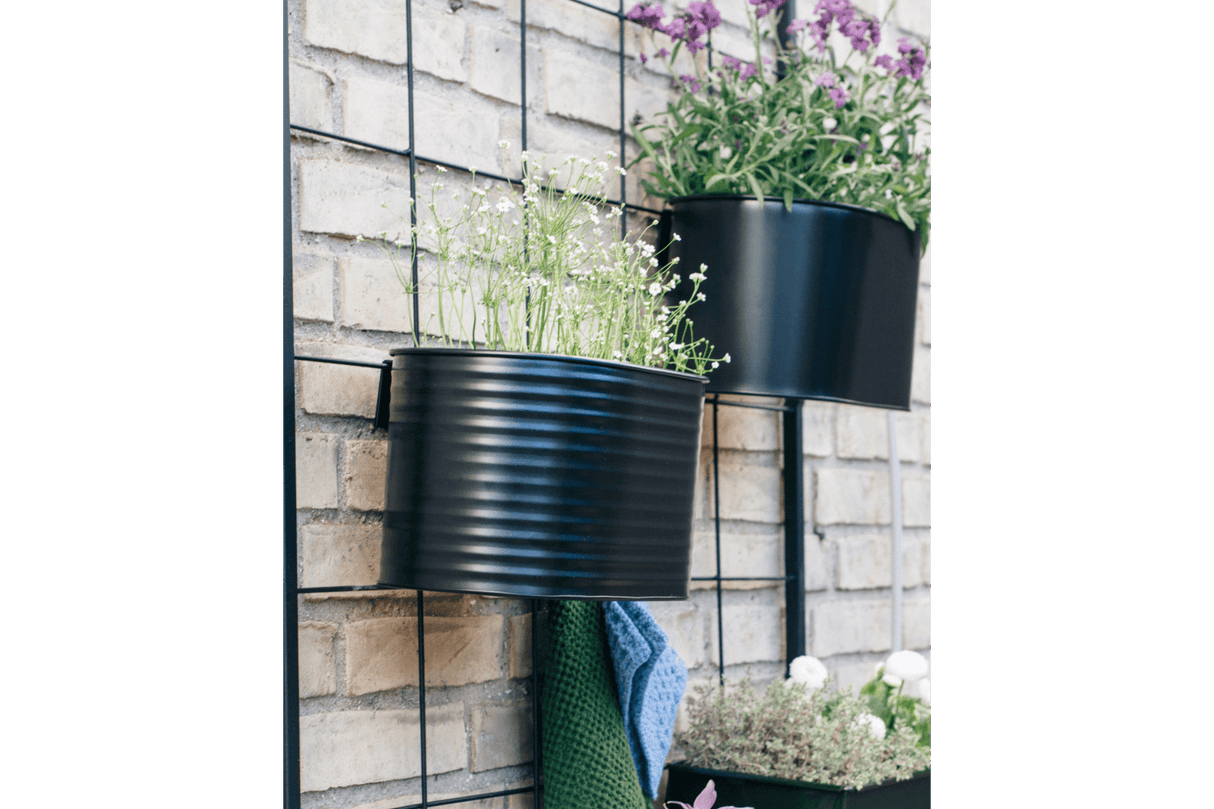Ovalina Rillo Pflanzenbehalter für Gitter 30 x 17 cm schwarz