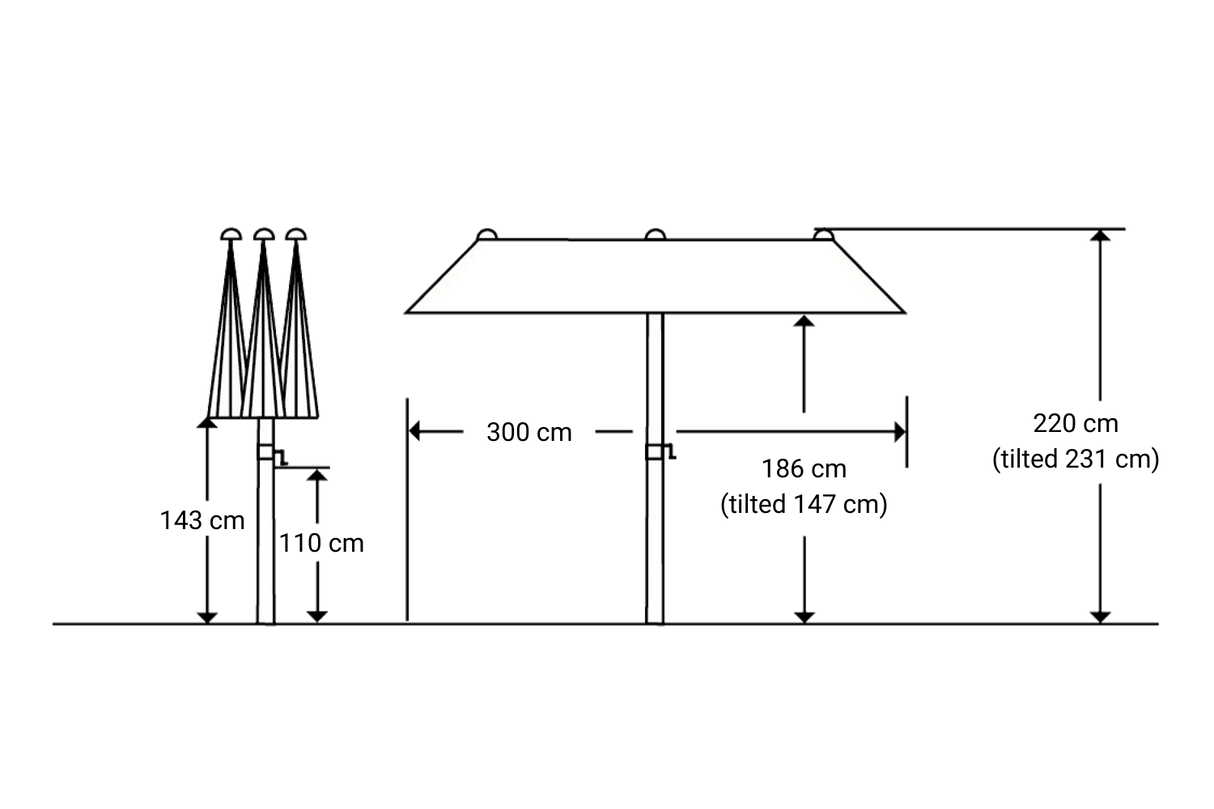 Salerno Sonnenschirm mit Kippfunktion 300 x 150 cm