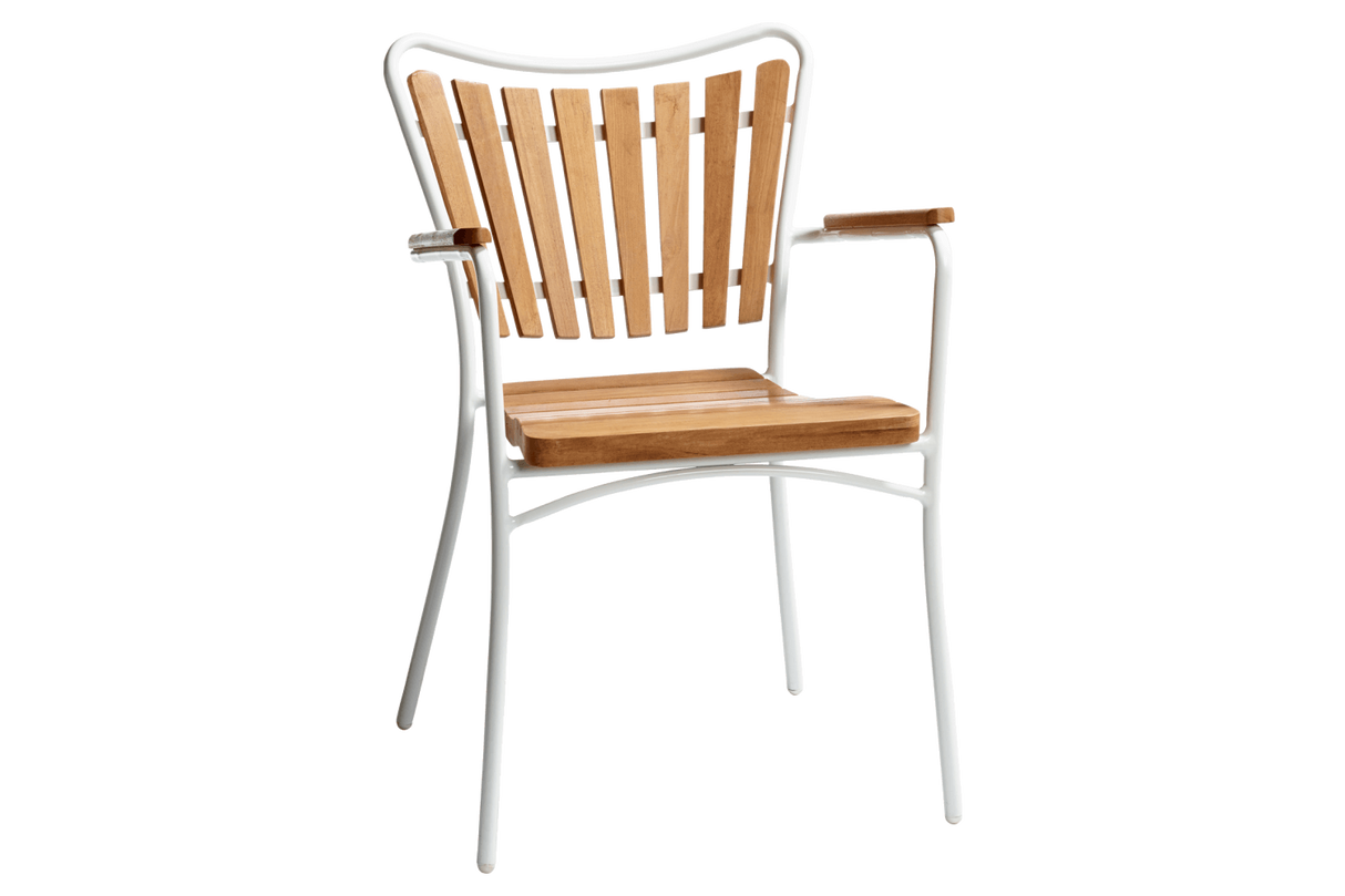 Stuhl aus teakholz mit Aluminiumrahmen