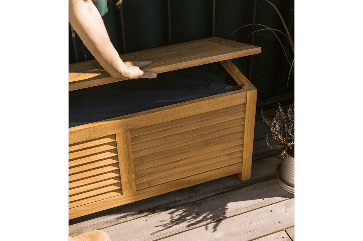 Agnes Aufbewahrungsbank aus Teak 100 cm