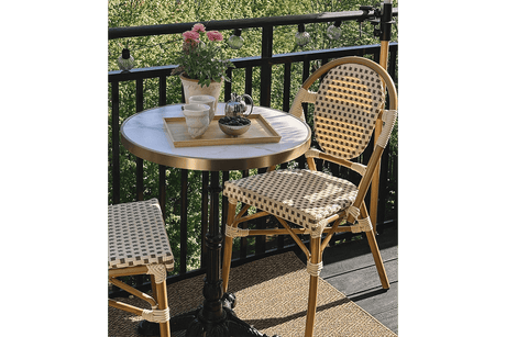 Madeleine Cafétisch aus Sinterstein und Gusseisen Ø60 cm
