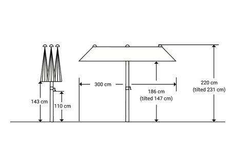 Salerno Sonnenschirm mit Kippfunktion 300 x 150 cm
