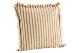 Gestreiftes Kissenbezug mit Fransen, honey 50 x 50 cm