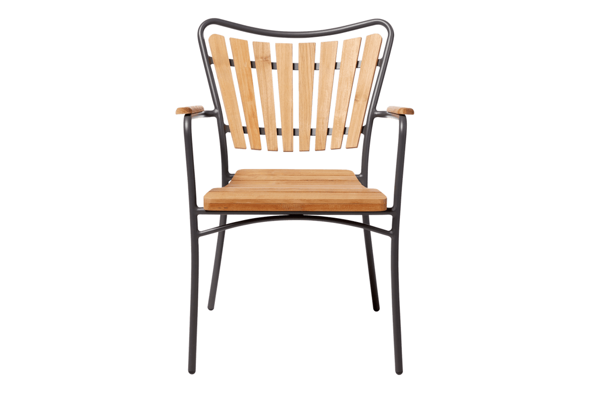 Stuhl aus teakholz mit Aluminiumrahmen