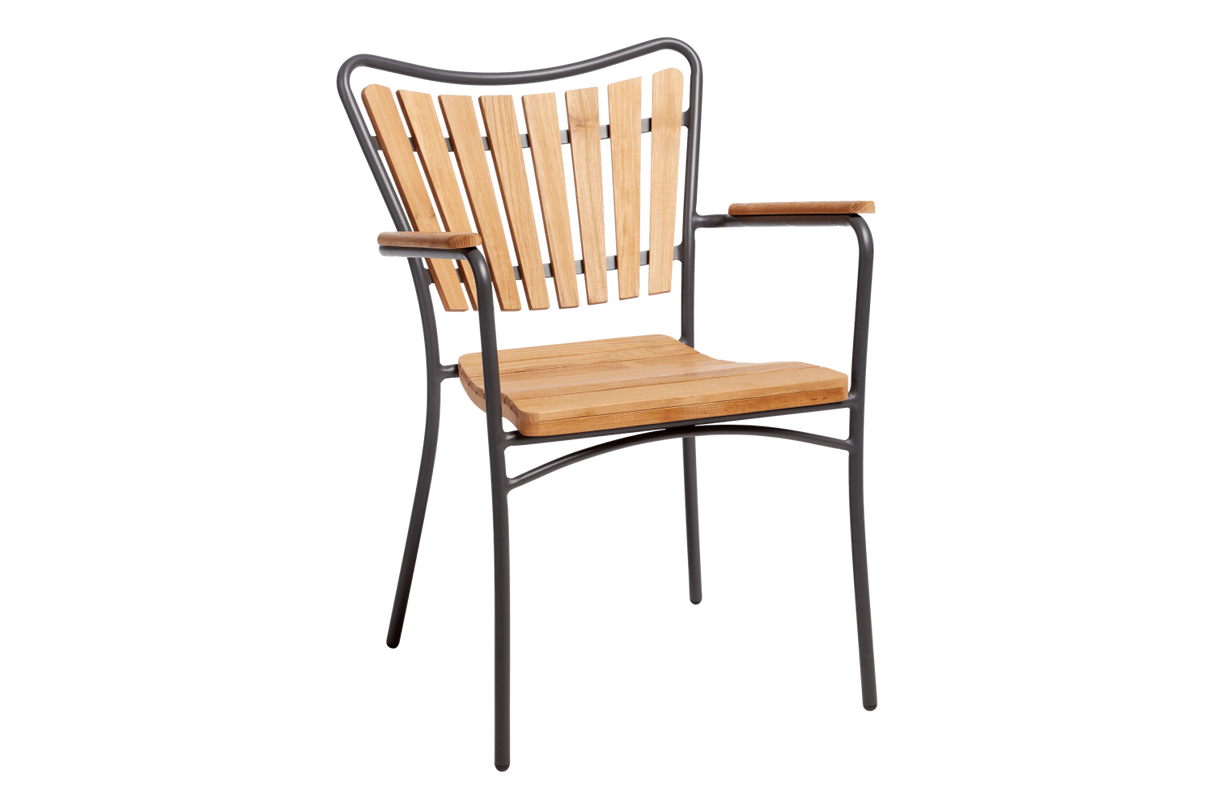 Stuhl aus teakholz mit Aluminiumrahmen